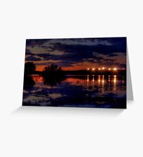 Lights Over Willow Lake At Sunset Greeting Card