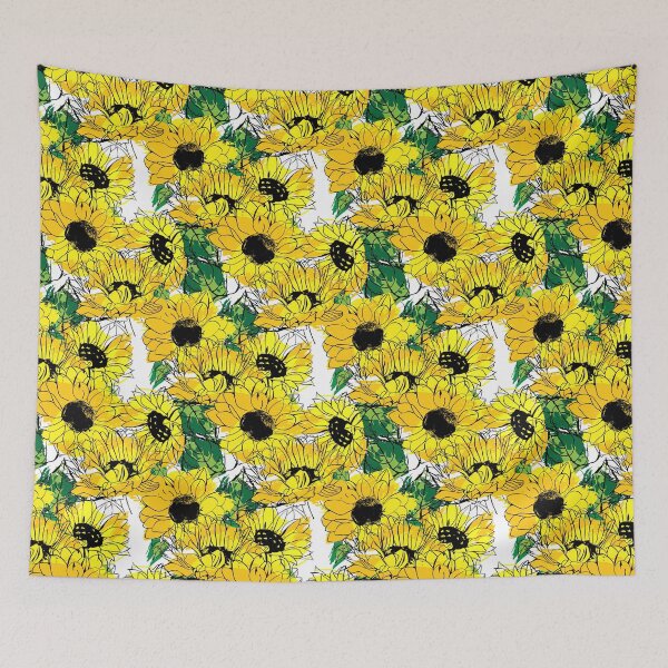 Item preview, Sunflower Pattern with golden yellow and orange sunflowers with green leaves, Sunflower Seamless Pattern, Sunflower Pattern Design designed and sold by graphic-genie.