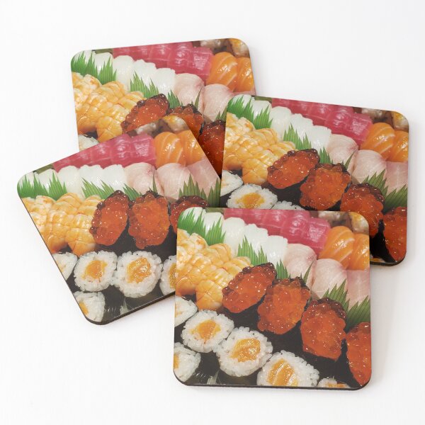 Item preview, Sushi Tray Japanese Salmon Roe Shrimp Tuna Squid Cuttlefish Yellow Tail California Roll designed and sold by HppyStrngHelthy.