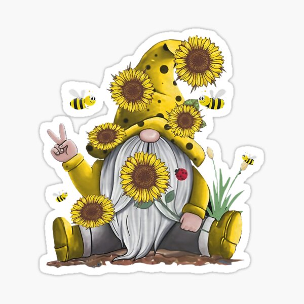 Item preview, Sunflower Gnome With Bee Hippie Gnome designed and sold by tranminhthuan19.