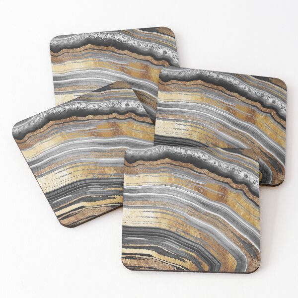 Item preview, Black and Gold Geode abstract art rock formation designed and sold by Glimmersmith.