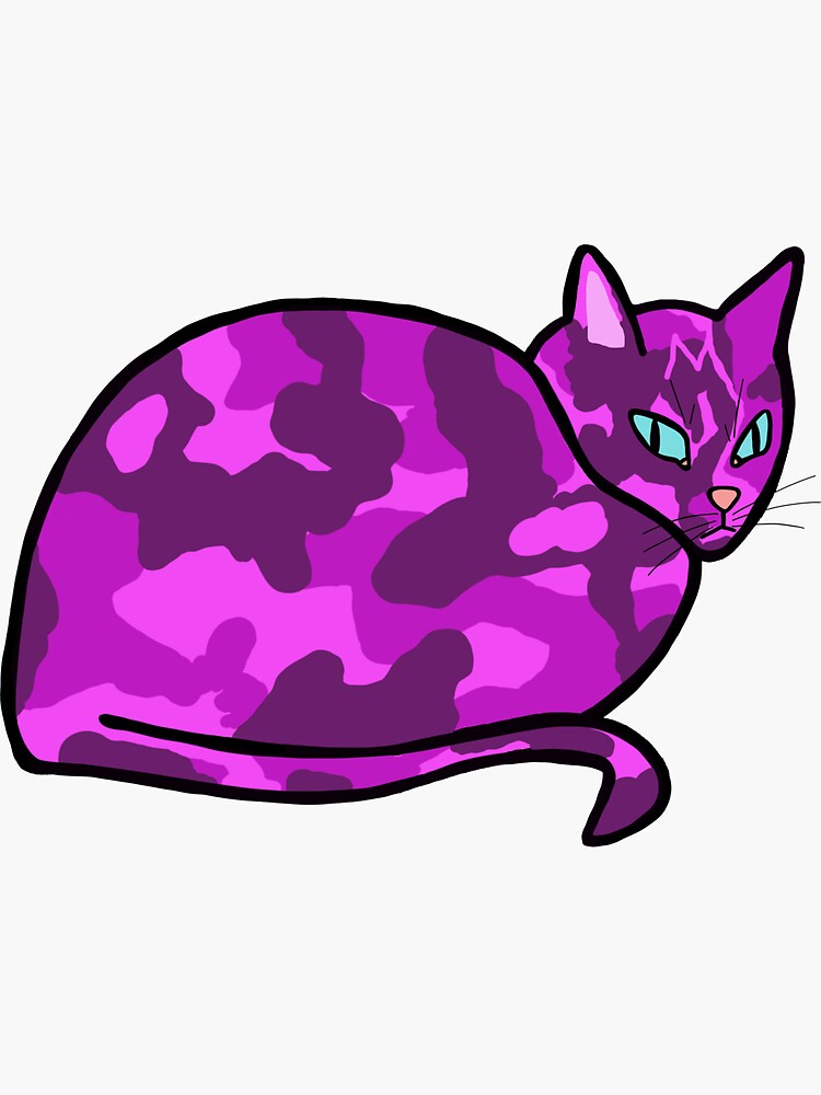 Thumbnail 3 of 3, Sticker, Purple Calico Cat designed and sold by ArtbyMel.