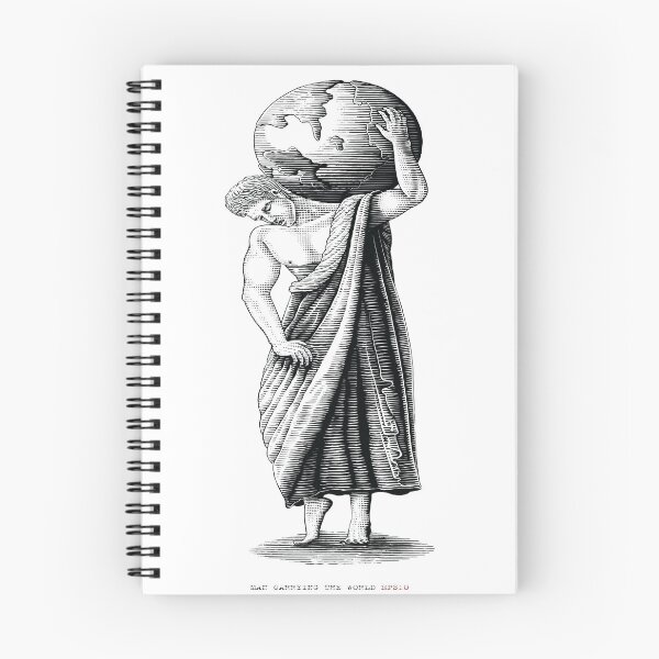 Item preview, Man Carrying World Art Roman Period Hand Draw Vintage Engraving Style designed and sold by Peekonet.