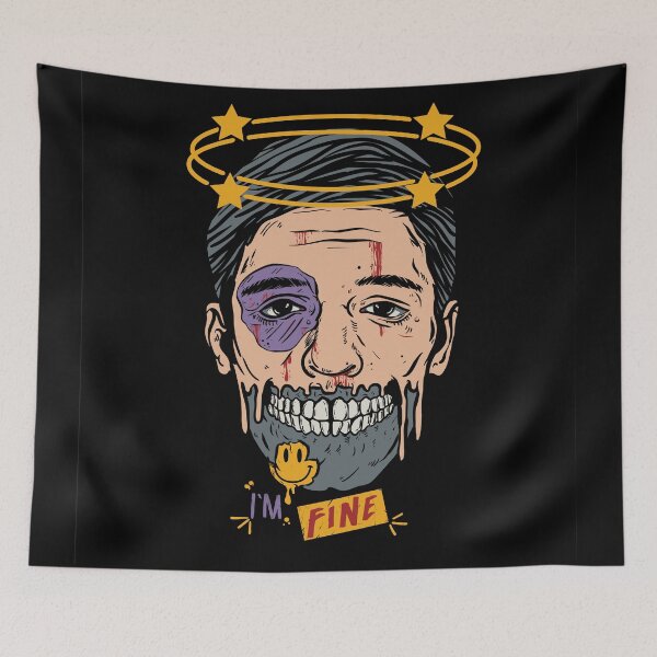Item preview, Men Face Half Skull Illustration designed and sold by Peekonet.