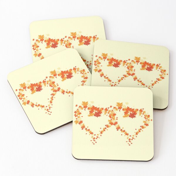 Item preview, Autumn leaves pattern through hearts on cream back ground -  Autumn leaves detail pattern - Autumn leaves pattern orange designed and sold by Amalzaki.