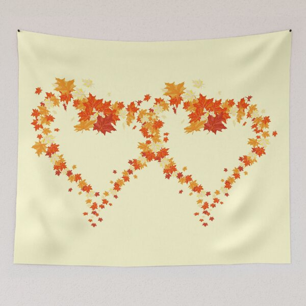 Item preview, Autumn leaves pattern through hearts on cream back ground -  Autumn leaves detail pattern - Autumn leaves pattern orange designed and sold by Amalzaki.
