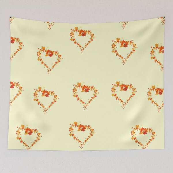 Item preview, Autumn leaves pattern through hearts -  Autumn leaves detail pattern - Autumn leaves pattern orange designed and sold by Amalzaki.