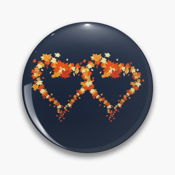 Item preview, Autumn leaves pattern through hearts on navy background -  Autumn leaves detail pattern - Autumn leaves pattern orange designed and sold by Amalzaki.