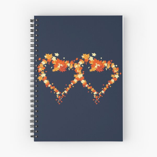 Item preview, Autumn leaves pattern through hearts on navy background -  Autumn leaves detail pattern - Autumn leaves pattern orange designed and sold by Amalzaki.