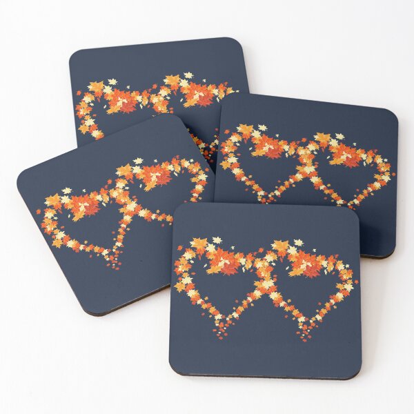 Item preview, Autumn leaves pattern through hearts on navy background -  Autumn leaves detail pattern - Autumn leaves pattern orange designed and sold by Amalzaki.