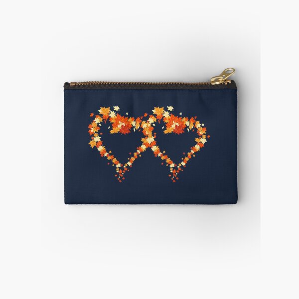 Item preview, Autumn leaves pattern through hearts on navy background -  Autumn leaves detail pattern - Autumn leaves pattern orange designed and sold by Amalzaki.