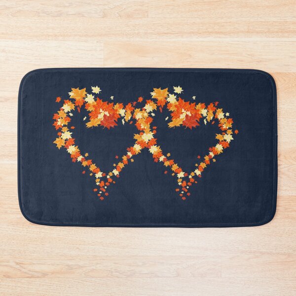 Item preview, Autumn leaves pattern through hearts on navy background -  Autumn leaves detail pattern - Autumn leaves pattern orange designed and sold by Amalzaki.