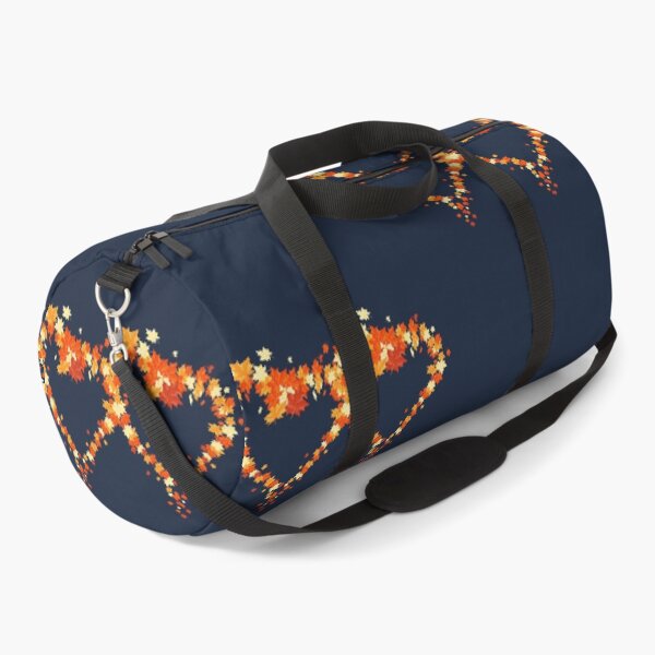Item preview, Autumn leaves pattern through hearts on navy background - Autumn leaves detail pattern - Autumn leaves pattern orange designed and sold by Amalzaki.