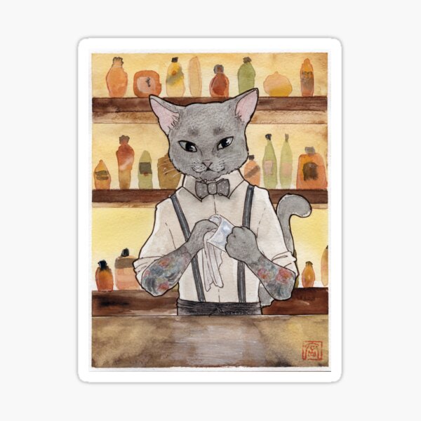 Bartender Cat Takeshi Sticker