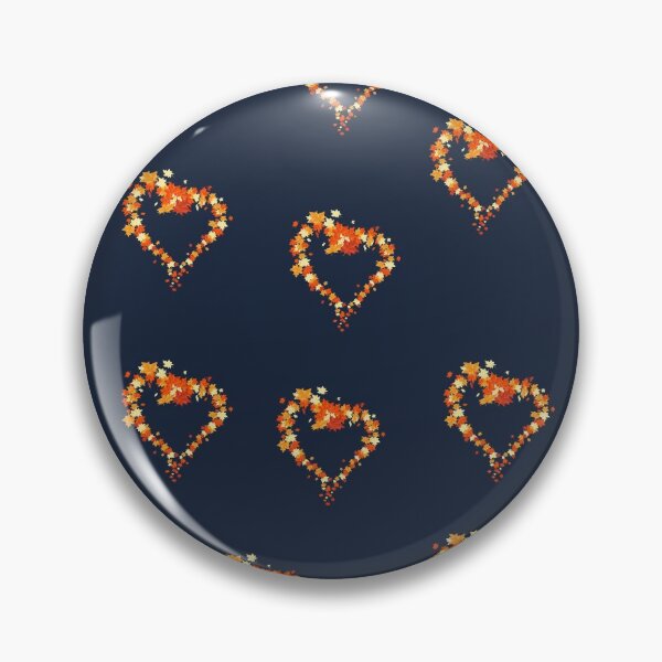Item preview, Autumn leaves pattern through hearts on navy background -  Autumn leaves detail pattern - Autumn leaves pattern orange designed and sold by Amalzaki.