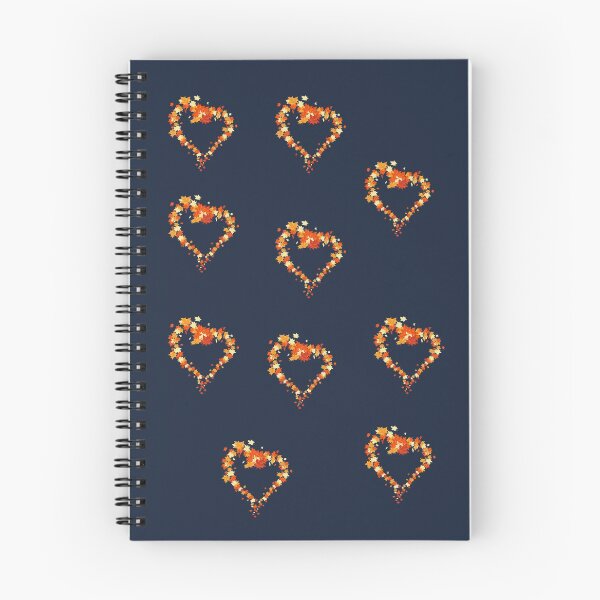Item preview, Autumn leaves pattern through hearts on navy background -  Autumn leaves detail pattern - Autumn leaves pattern orange designed and sold by Amalzaki.
