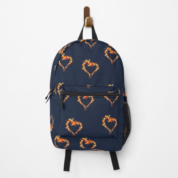 Item preview, Autumn leaves pattern through hearts on navy background -  Autumn leaves detail pattern - Autumn leaves pattern orange designed and sold by Amalzaki.