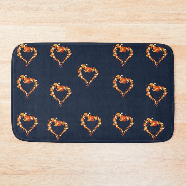 Item preview, Autumn leaves pattern through hearts on navy background -  Autumn leaves detail pattern - Autumn leaves pattern orange designed and sold by Amalzaki.