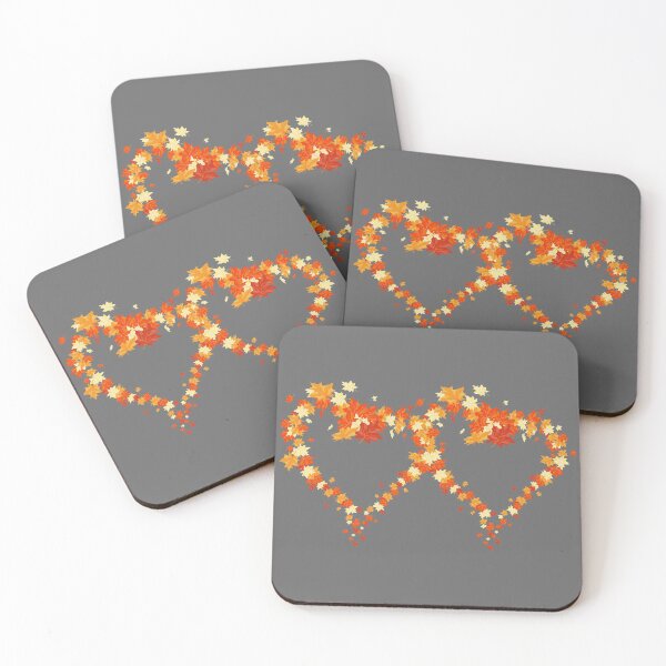 Item preview, Autumn leaves pattern through hearts on grey background -  Autumn leaves detail pattern - Autumn leaves pattern orange designed and sold by Amalzaki.