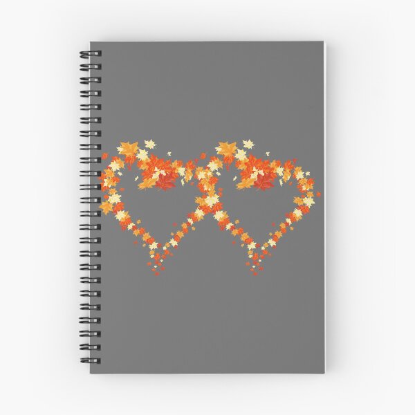 Item preview, Autumn leaves pattern through hearts on grey background -  Autumn leaves detail pattern - Autumn leaves pattern orange designed and sold by Amalzaki.