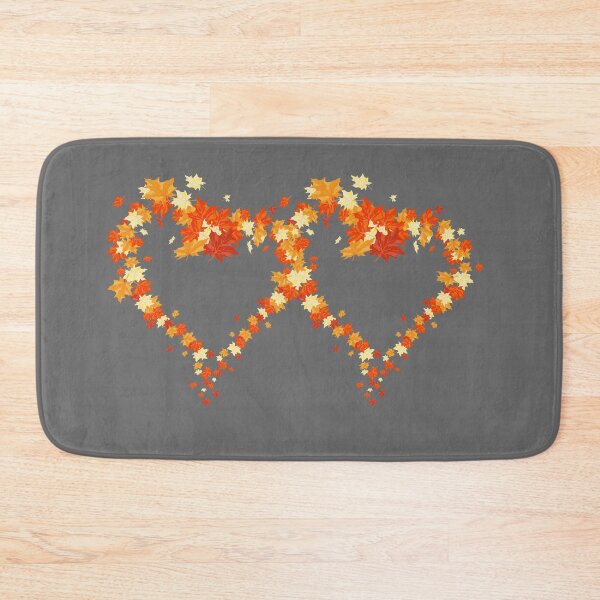Item preview, Autumn leaves pattern through hearts on grey background -  Autumn leaves detail pattern - Autumn leaves pattern orange designed and sold by Amalzaki.