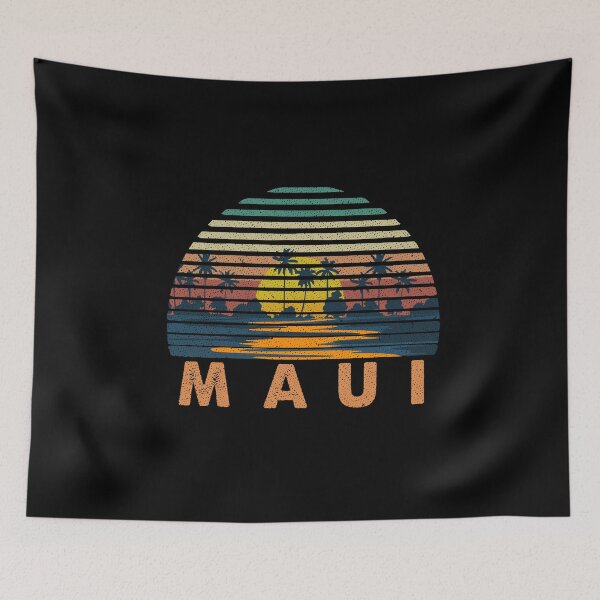 Item preview, Maui Hi Hawaii Vintage Sunset Retro Palm Trees Surfing Lover Gift designed and sold by alenaz.