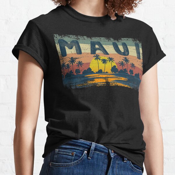 Item preview, Vintage Maui Sunset Hawaii Retro 70s Beach Palm Trees Cute Design  designed and sold by alenaz.