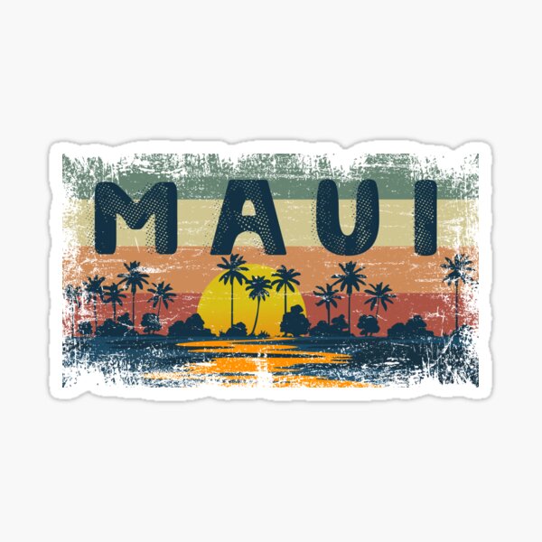 Item preview, Vintage Maui Sunset Hawaii Retro 70s Beach Palm Trees Cute Design  designed and sold by alenaz.