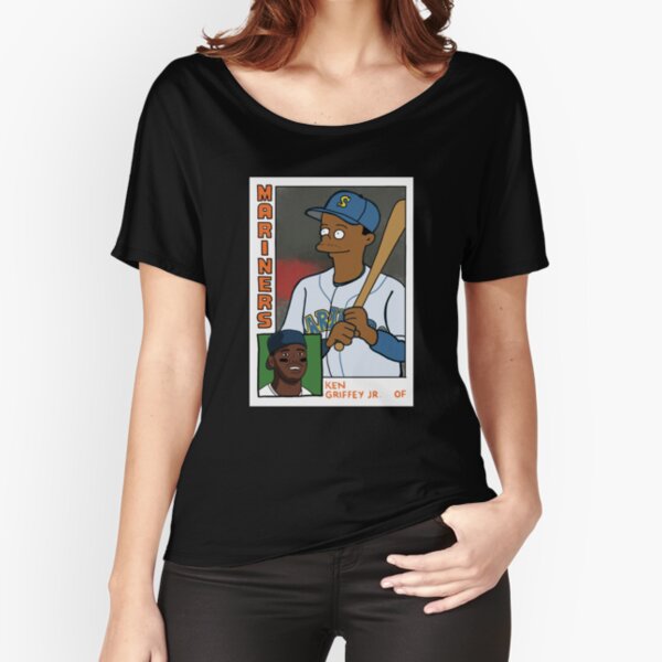 cousscards Homer at The Bat - Ken Griffey Jr. Simpsons Parody Baseball Card Tee T-Shirt