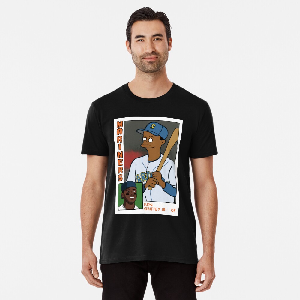 cousscards Homer at The Bat - Ken Griffey Jr. Simpsons Parody Baseball Card Tee T-Shirt