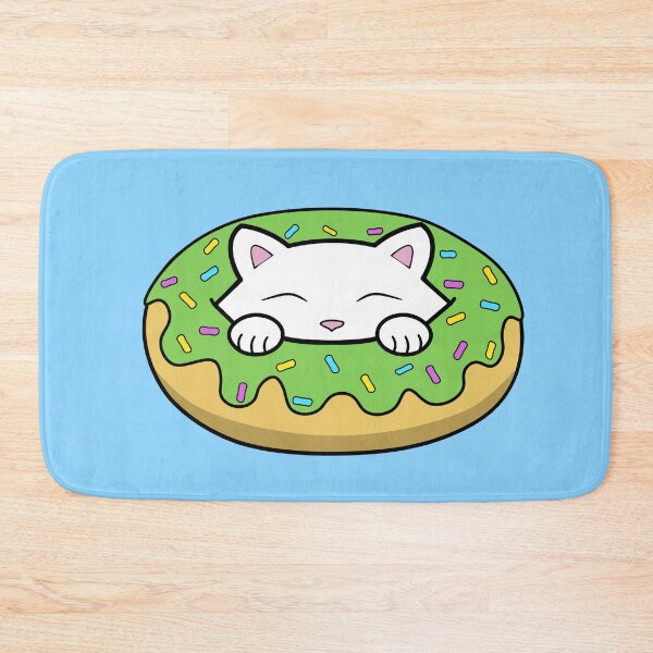 Item preview, Cute white kitten eating a green doughnut with sprinkles on top of it designed and sold by Purr95.