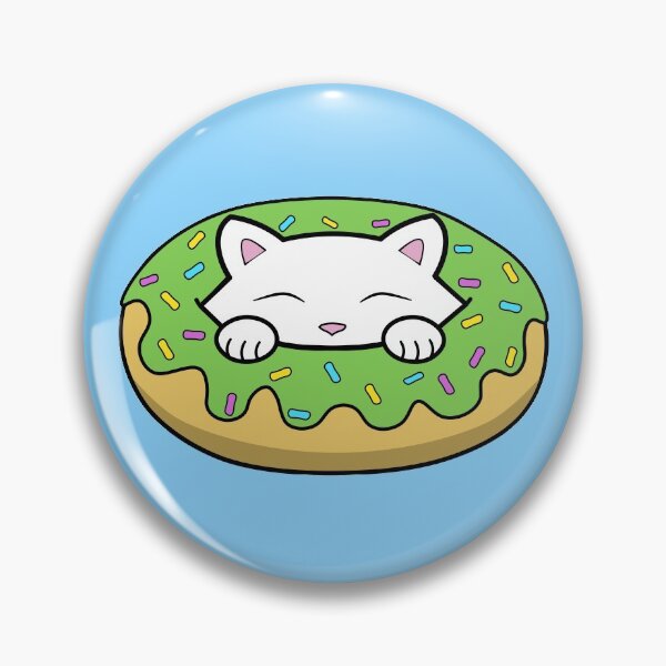 Item preview, Cute white kitten eating a green doughnut with sprinkles on top of it designed and sold by Purr95.