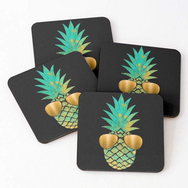 Item preview, Boujee teal and gold pineapple with sunglasses  designed and sold by 1DaisyChainLane.