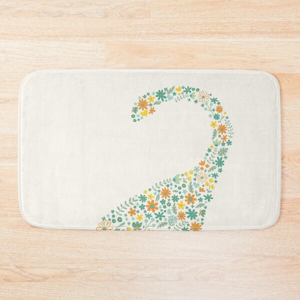Item preview, Floral Brontosaurus in Orange + Teal designed and sold by latheandquill.