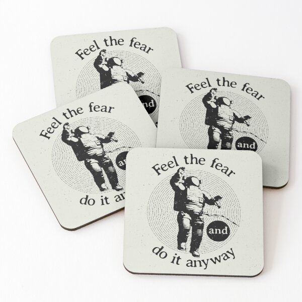 Item preview, Original Cosmic Poster with Text Feel Fear It Anyway Illustration designed and sold by Peekonet.
