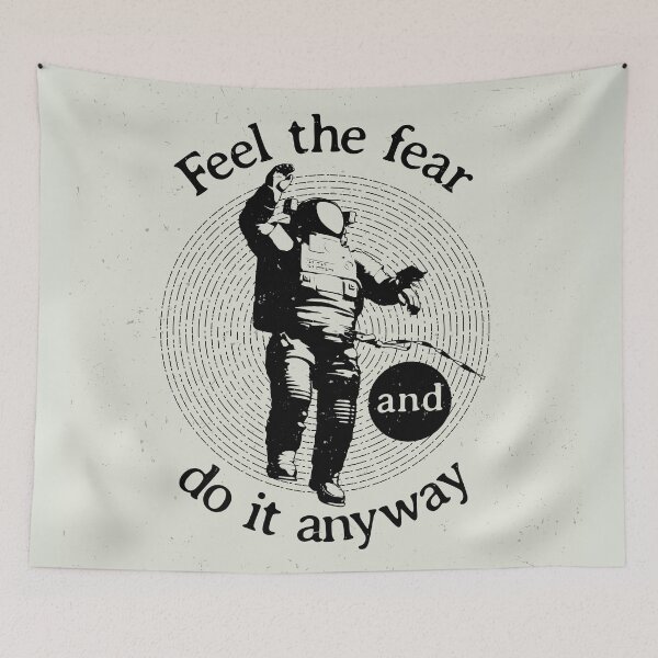 Item preview, Original Cosmic Poster with Text Feel Fear It Anyway Illustration designed and sold by Peekonet.
