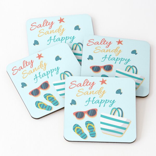 Item preview, Sandy Salty Happy Summer Sea Ocean Sun Glasses Flip Flops Bag designed and sold by Cre8iveLady.