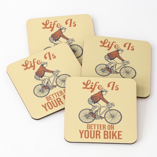 Item preview, Poster Design Life is Better your Bike with Man Riding Bicycle Vintage Illustration designed and sold by Peekonet.