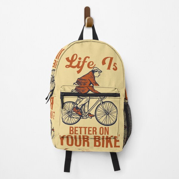 Item preview, Poster Design Life is Better your Bike with Man Riding Bicycle Vintage Illustration designed and sold by Peekonet.
