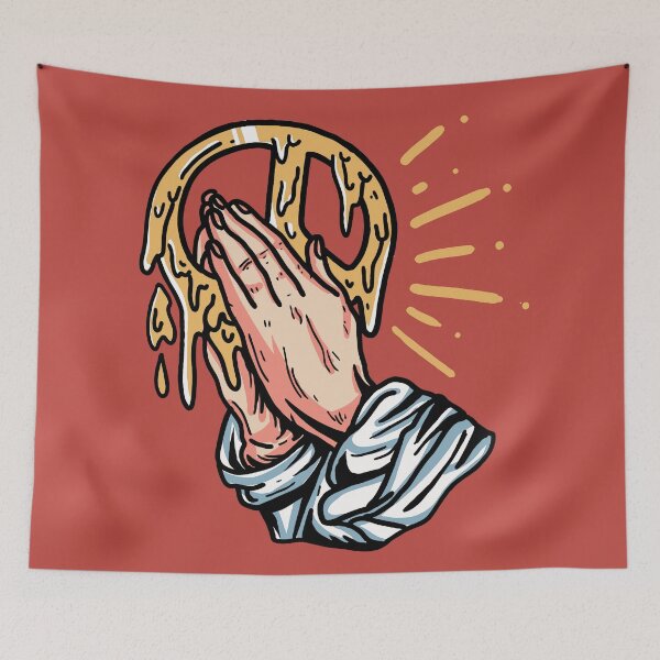 Item preview, Retro Praying Hand with Peace Illustration T-Shirt designed and sold by Peekonet.