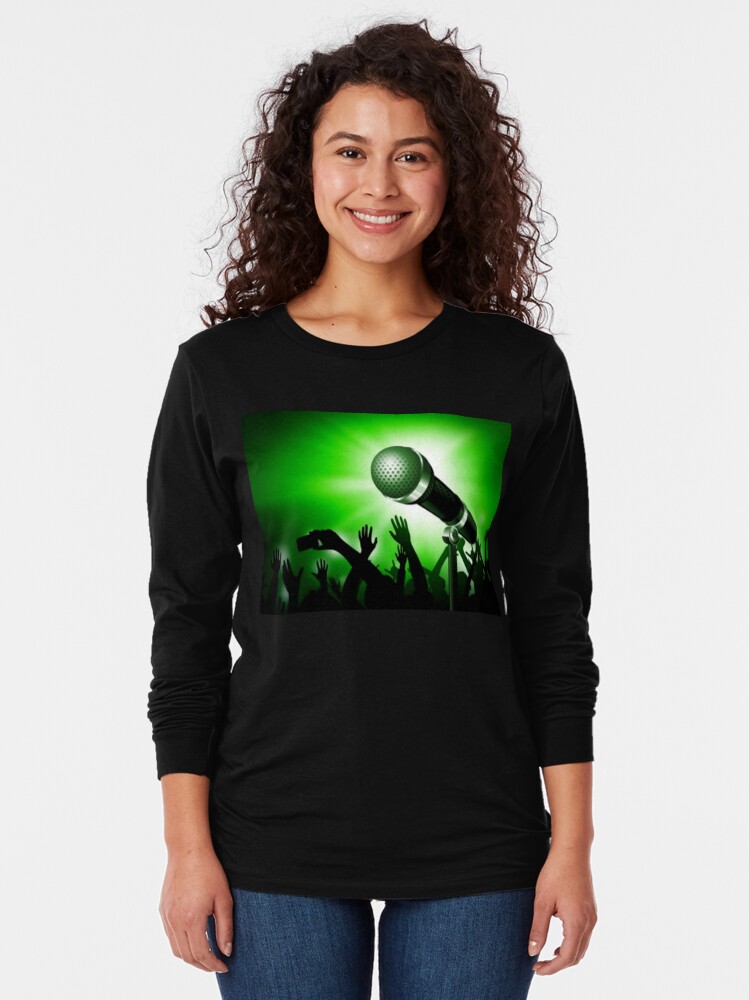 Thumbnail 2 of 5, Long Sleeve T-Shirt, Mic and Crowd - Green designed and sold by battlerapgear.