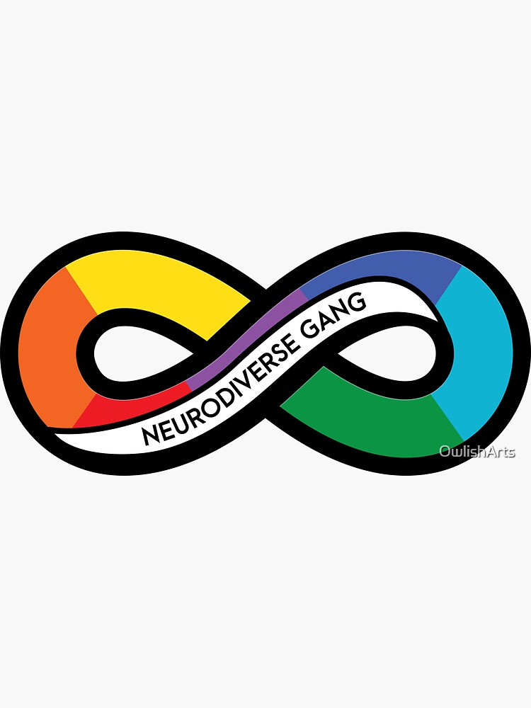 Thumbnail 3 of 3, Sticker, Neurodiverse Gang Rainbow Infinity designed and sold by OwlishArts.
