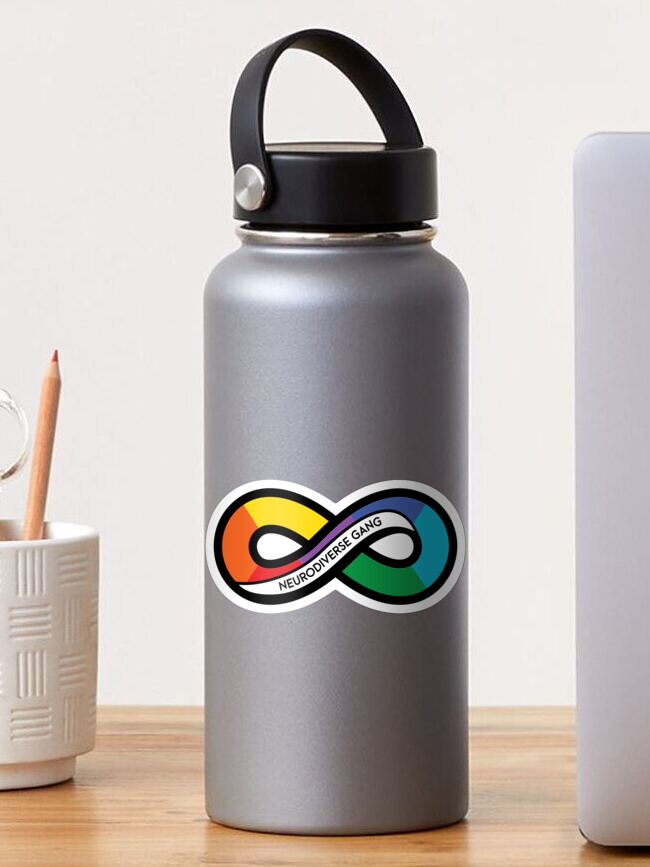 Thumbnail 1 of 3, Sticker, Neurodiverse Gang Rainbow Infinity designed and sold by OwlishArts.