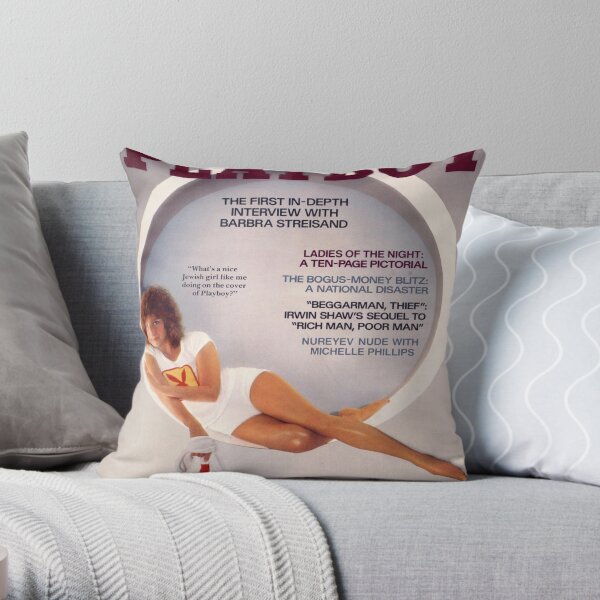 Vintage Playboy Barbara Streisand (1977) Throw Pillow