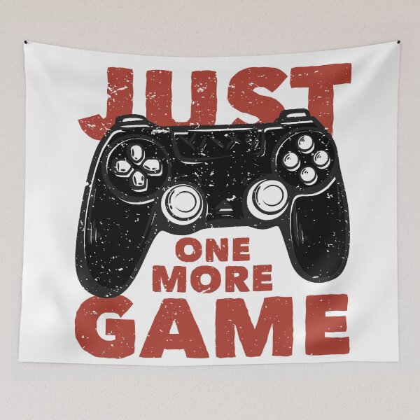 Item preview, T-Shirt Design Just One More Game with GamePad Vintage Illustration designed and sold by Peekonet.