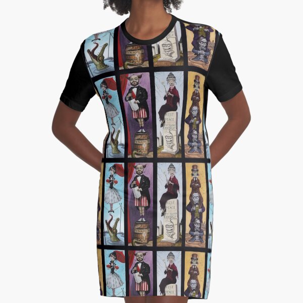 Stretching Portraits Graphic T-Shirt Dress