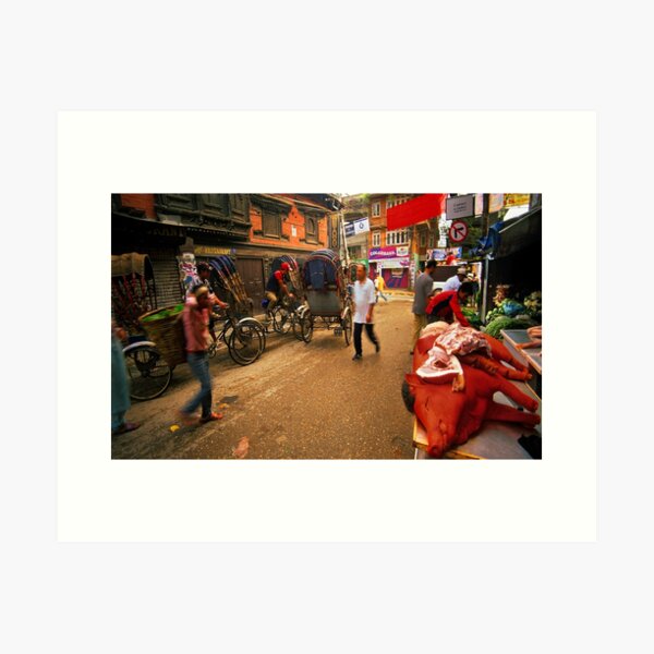 Item preview, Morning street scene, Kathmandu designed and sold by Kevin McGennan.