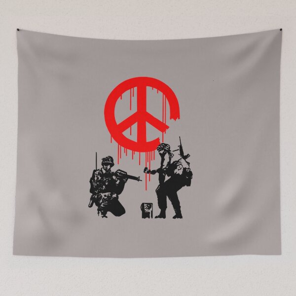 Item preview, Banksy soldiers painting cnd symbol  designed and sold by soulmate1351.