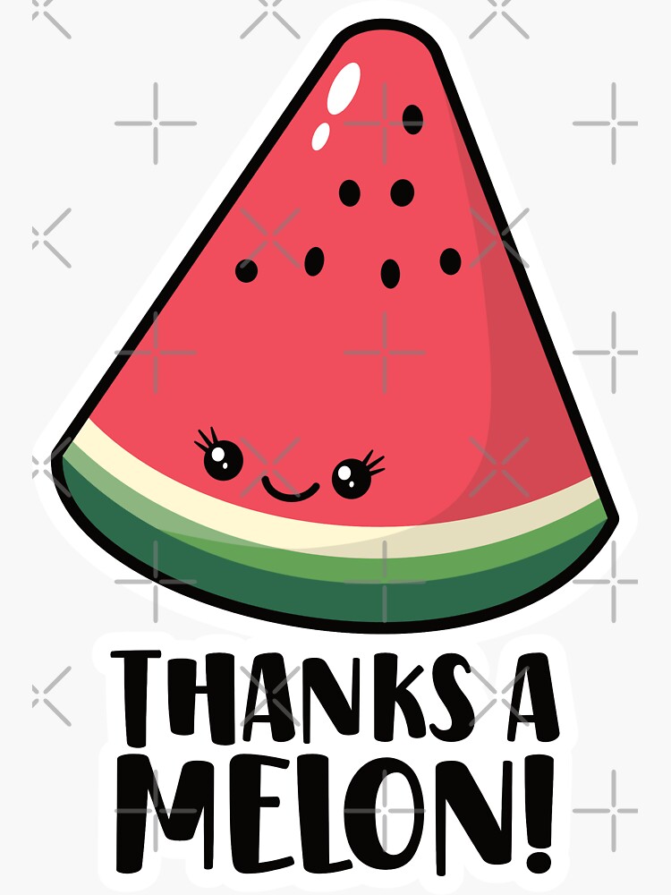 "Thanks a Melon Funny Watermelon Fruit" Sticker for Sale by keeleypost