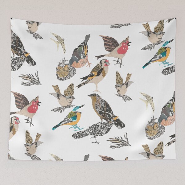 Item preview, Lino Cut Garden Bird Collage designed and sold by ChloeBirnie.